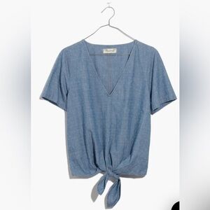 Madewell Chambray Novel Tie-Front Top